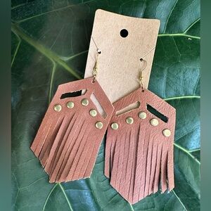 Handmade Genuine Leather Fringe Earrings